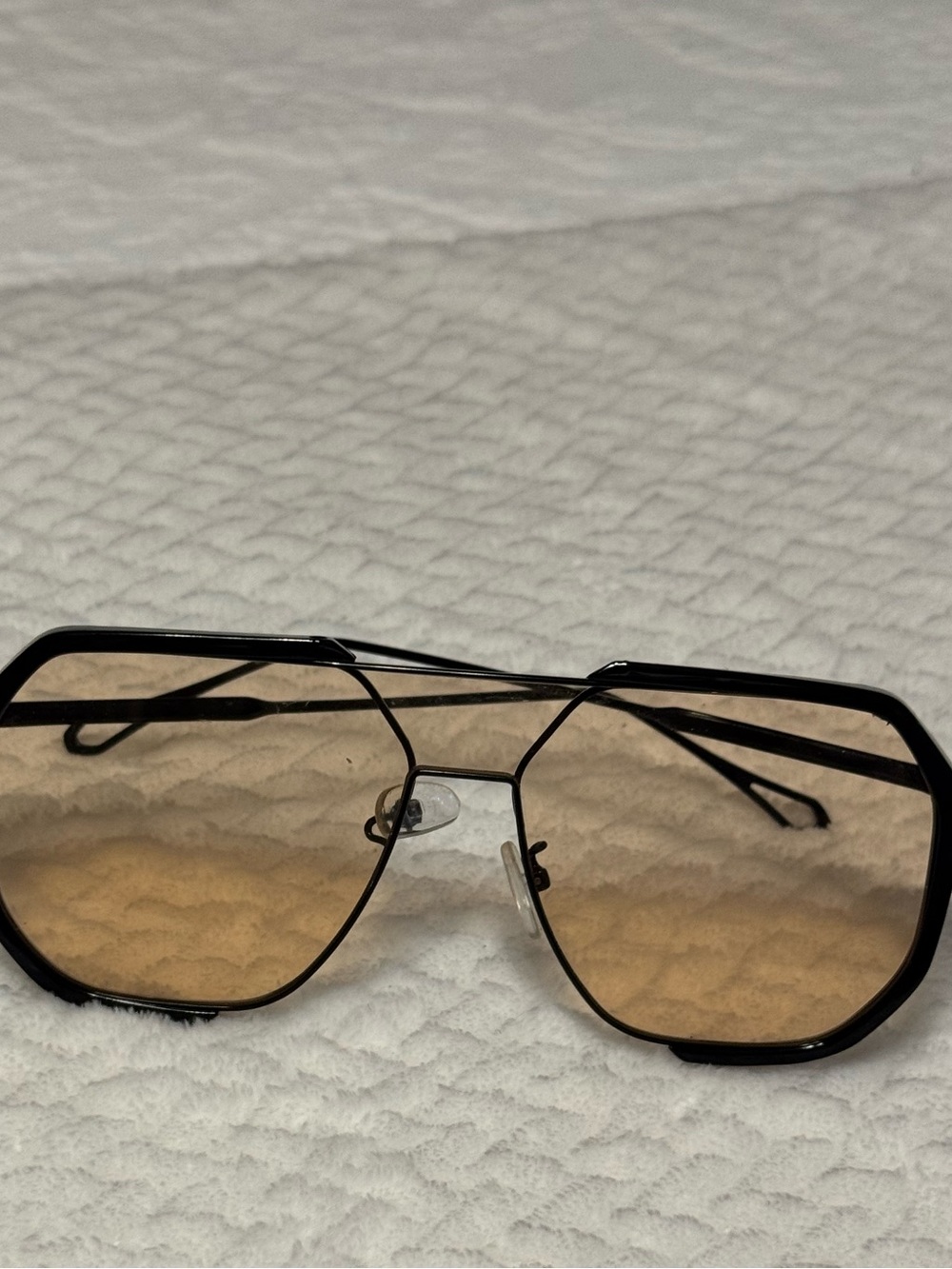 Black Frame Sunglasses with Amber Tinted Lenses